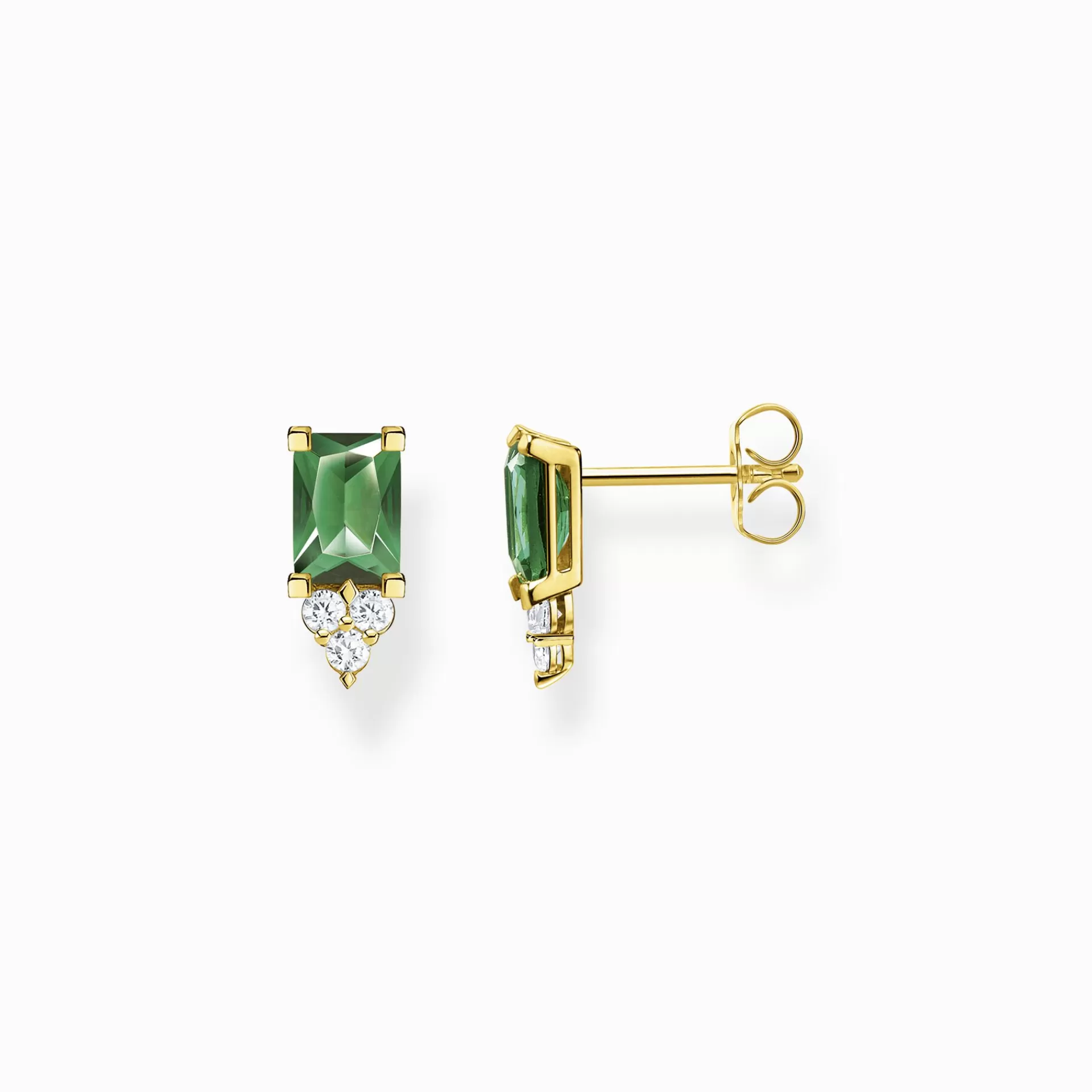 THOMAS SABO Stiftörhängen | Upp till SEK 1.500<STIFT&OUML;RH&AUML;NGEN GR&OUML;N STEN GULD gult guldfargad, grön, vit