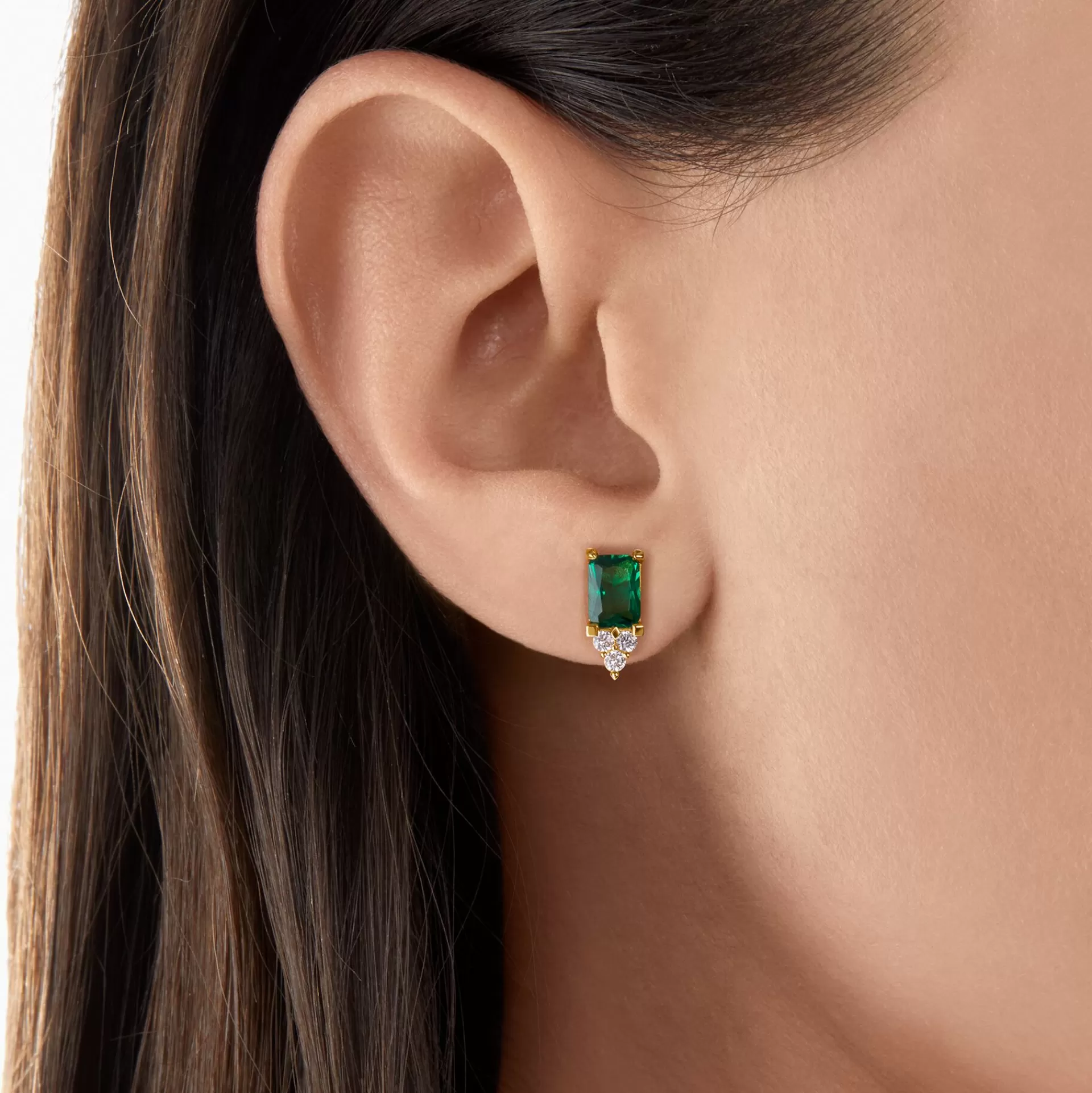 THOMAS SABO Stiftörhängen | Upp till SEK 1.500<STIFT&OUML;RH&AUML;NGEN GR&OUML;N STEN GULD gult guldfargad, grön, vit