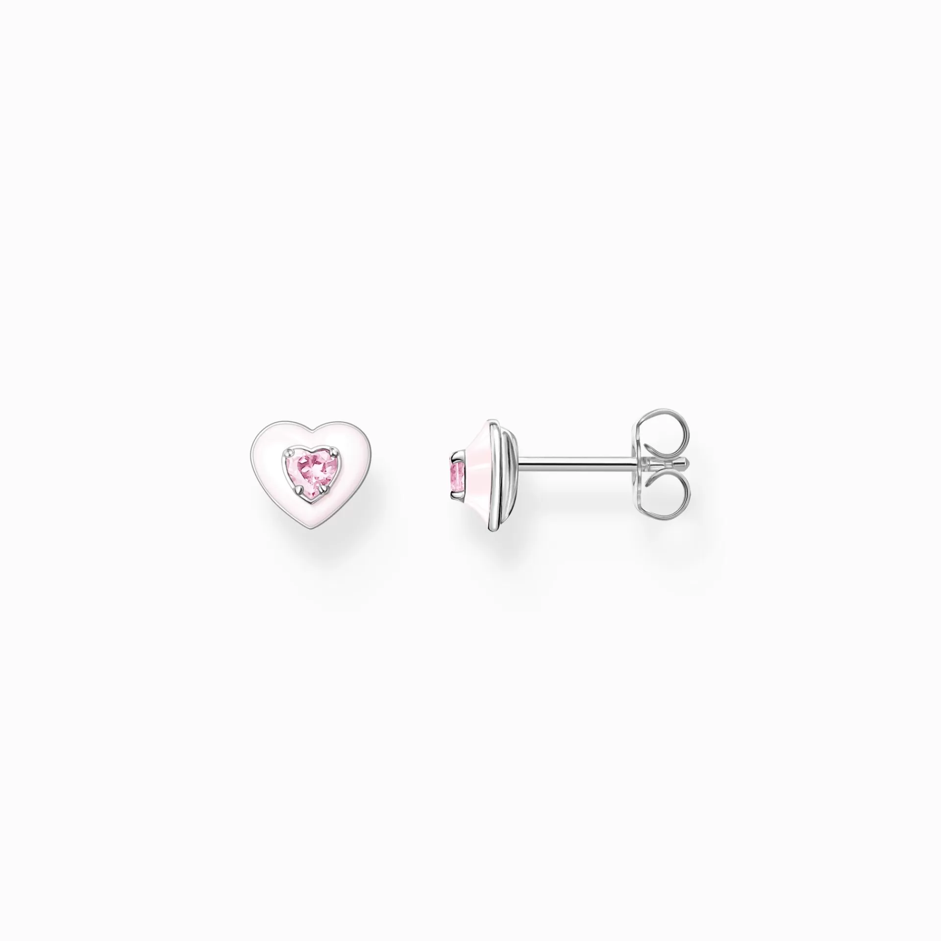 THOMAS SABO Stiftörhängen | Återvunnet 925 silver<STIFT&OUML;RH&AUML;NGEN HJ&AUML;RTA MED ROSA STENAR SILVER silverfargad, rosa