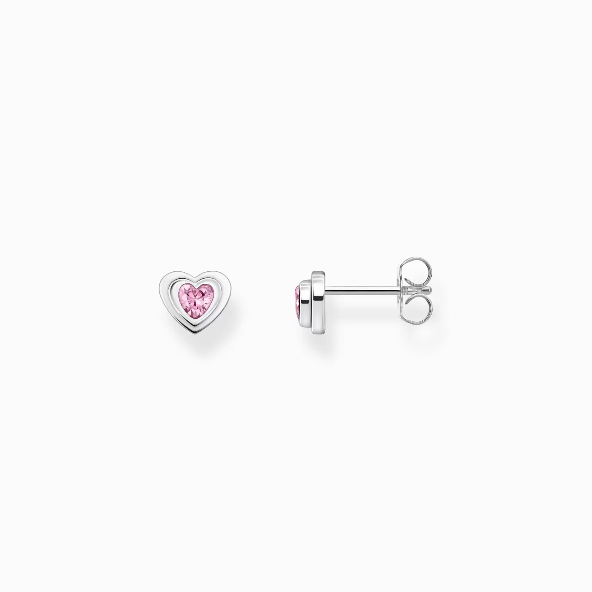 THOMAS SABO Stiftörhängen | Återvunnet 925 silver<STIFT&OUML;RH&AUML;NGEN I SV&AUML;RTAT SILVER MED ZIRKONIASTEN silverfargad, rosa