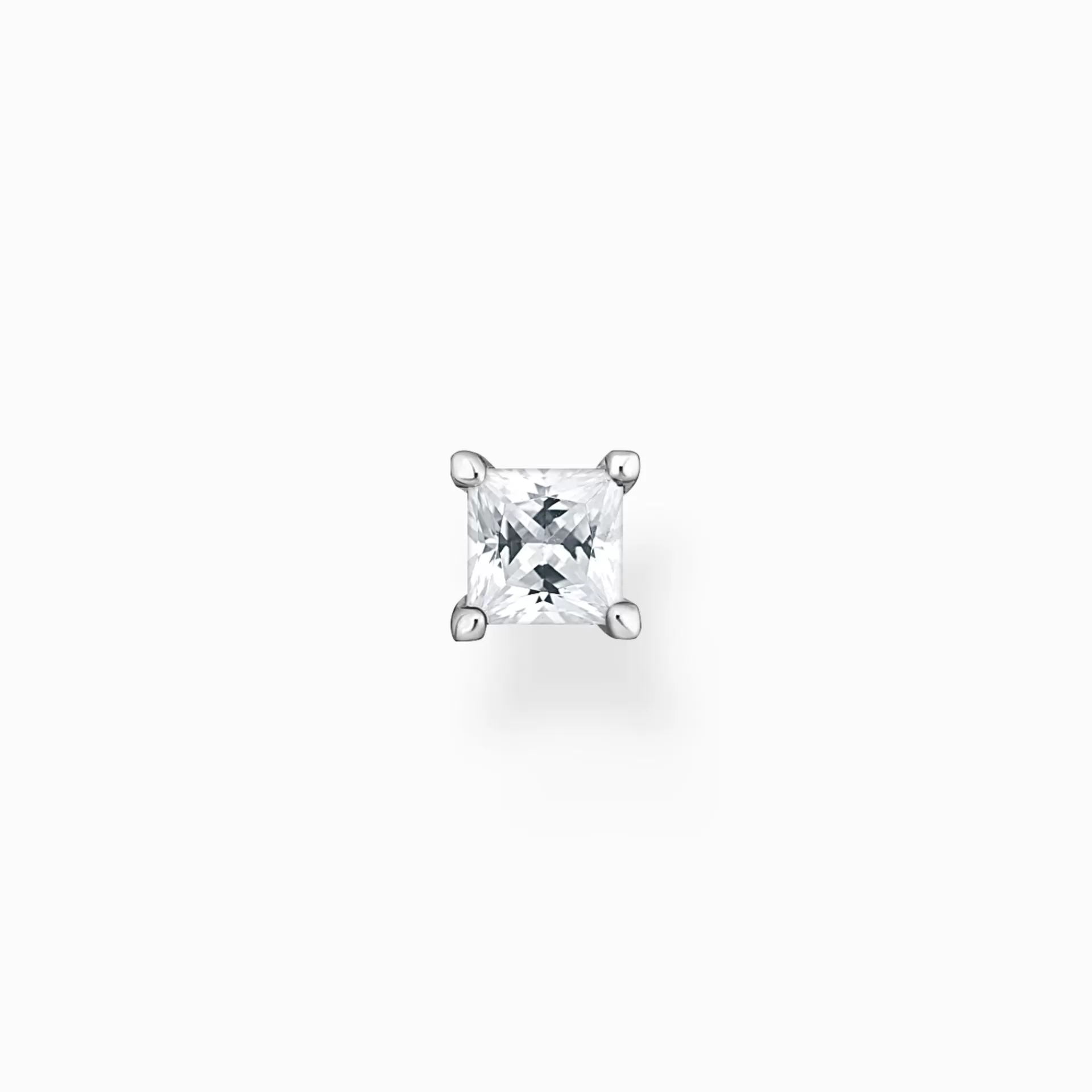 THOMAS SABO Stiftörhängen | Återvunnet 925 silver<STIFT&OUML;RH&AUML;NGEN INDIVIDUELLT MED VIT STEN SILVER silverfargad, vit