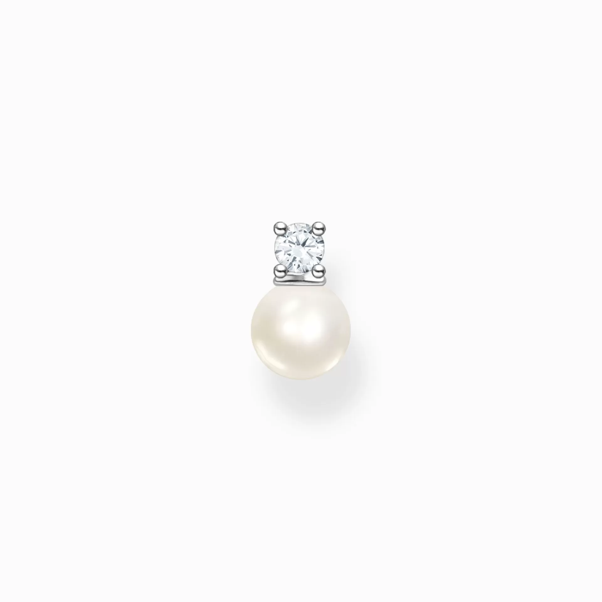 THOMAS SABO Stiftörhängen | Örhängen<STIFT&OUML;RH&AUML;NGEN INDIVIDUELLT P&AUML;RLA MED VIT STEN SILVER silverfargad, vit