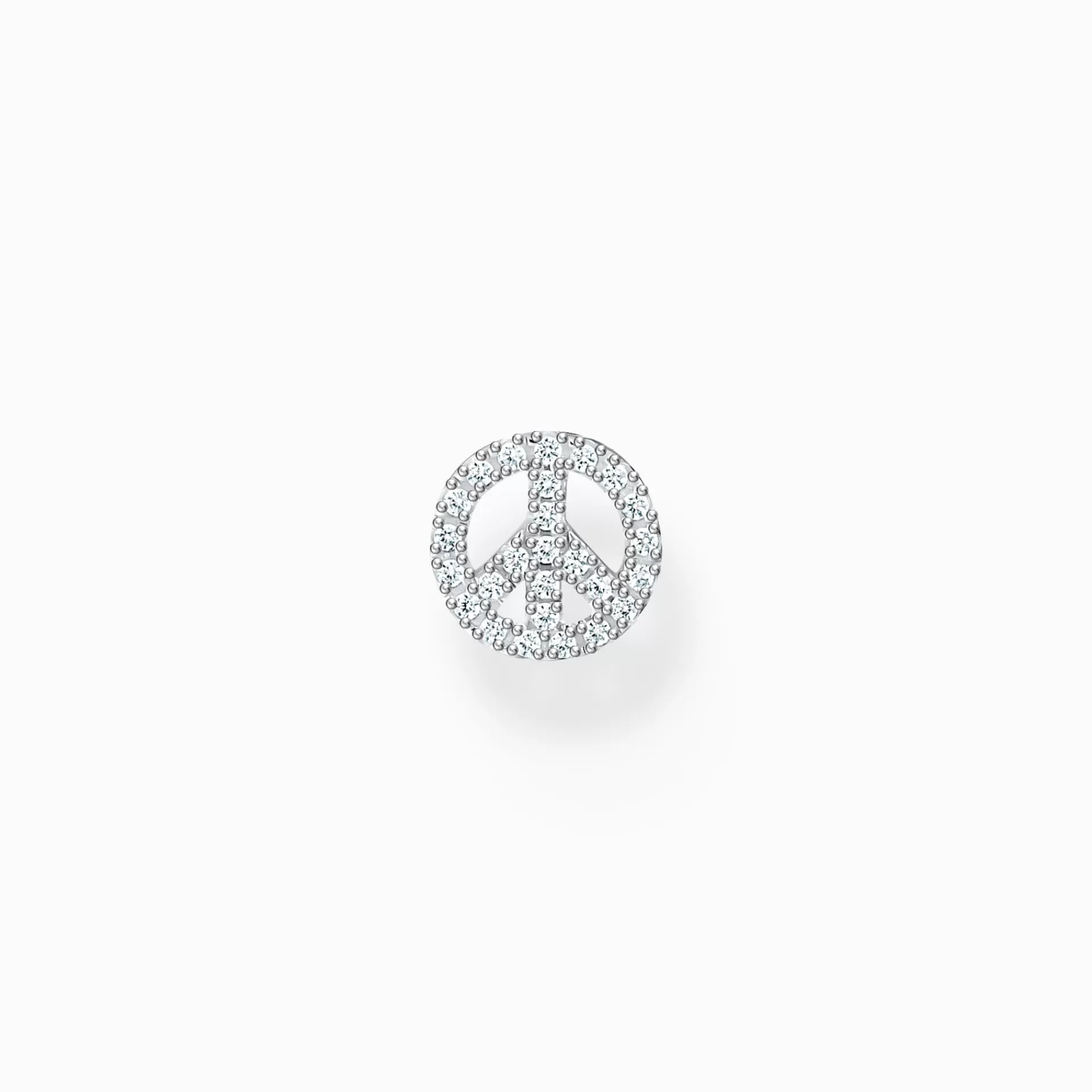 THOMAS SABO Stiftörhängen | Återvunnet 925 silver<STIFT&OUML;RH&AUML;NGEN INDIVIDUELLT PEACE MED VITA STENAR SILVER silverfargad, vit