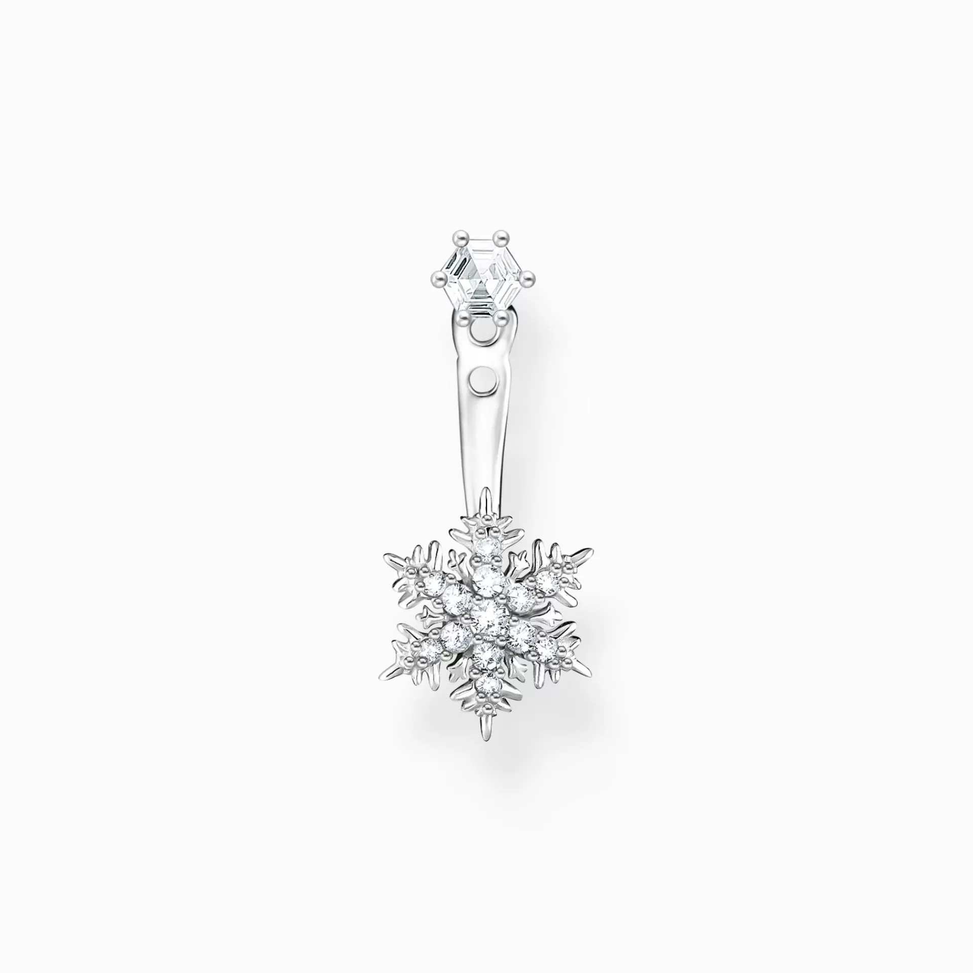 THOMAS SABO Stiftörhängen | Återvunnet 925 silver<STIFT&OUML;RH&AUML;NGEN INDIVIDUELLT SN&OUML;FLINGA MED VITA STENAR SILVER silverfargad, vit