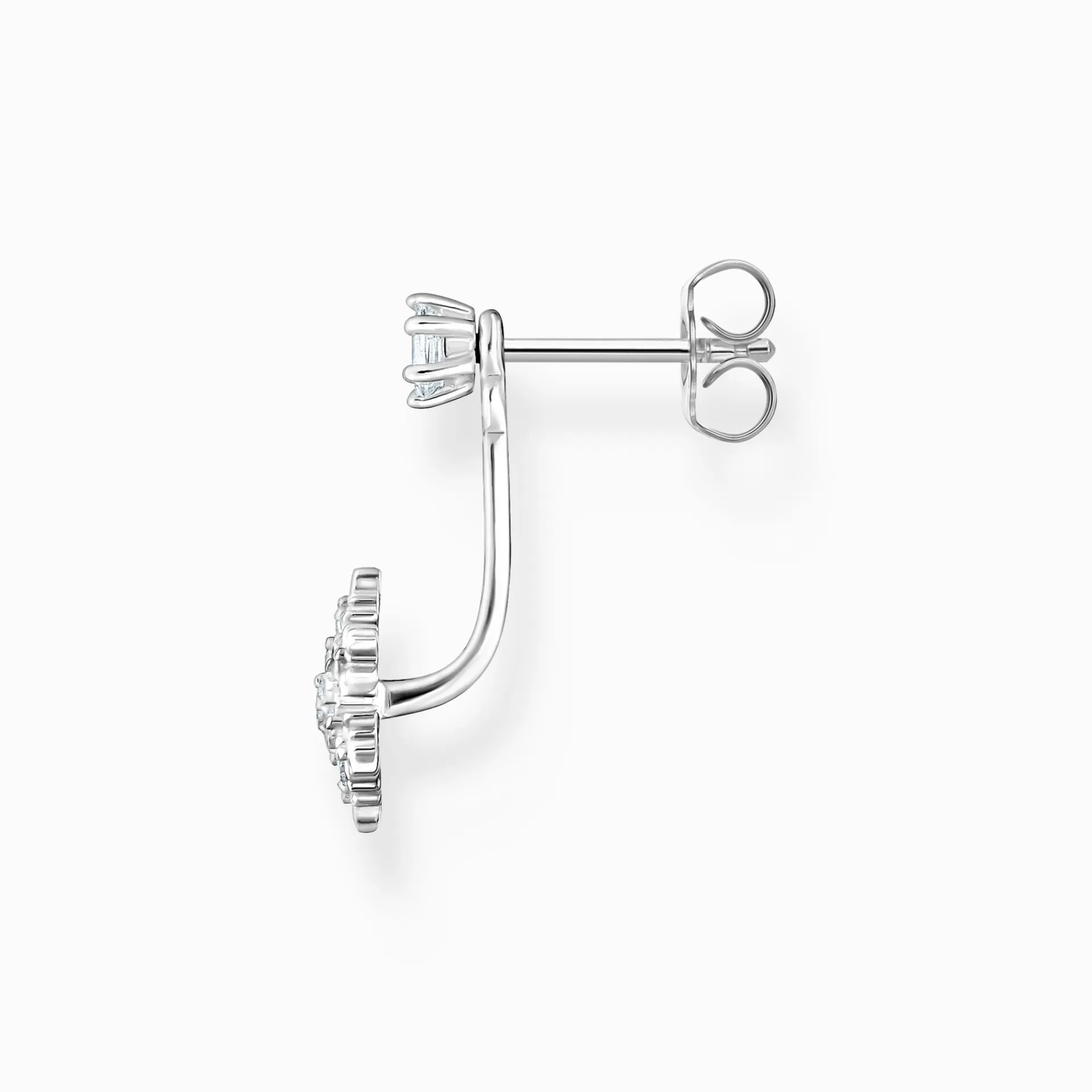 THOMAS SABO Stiftörhängen | Återvunnet 925 silver<STIFT&OUML;RH&AUML;NGEN INDIVIDUELLT SN&OUML;FLINGA MED VITA STENAR SILVER silverfargad, vit