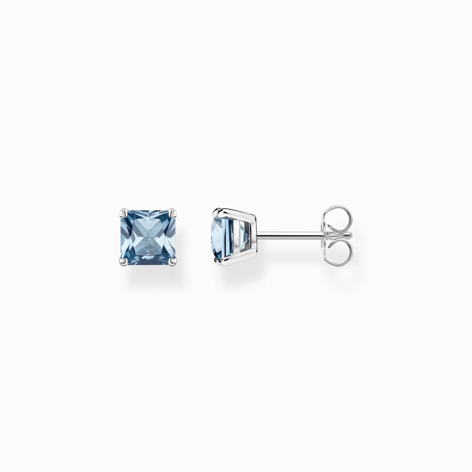 THOMAS SABO Stiftörhängen | Återvunnet 925 silver<STIFT&OUML;RH&AUML;NGEN MED AKVAMARINBL&ARING; STEN SILVER silverfargad, ljusblå