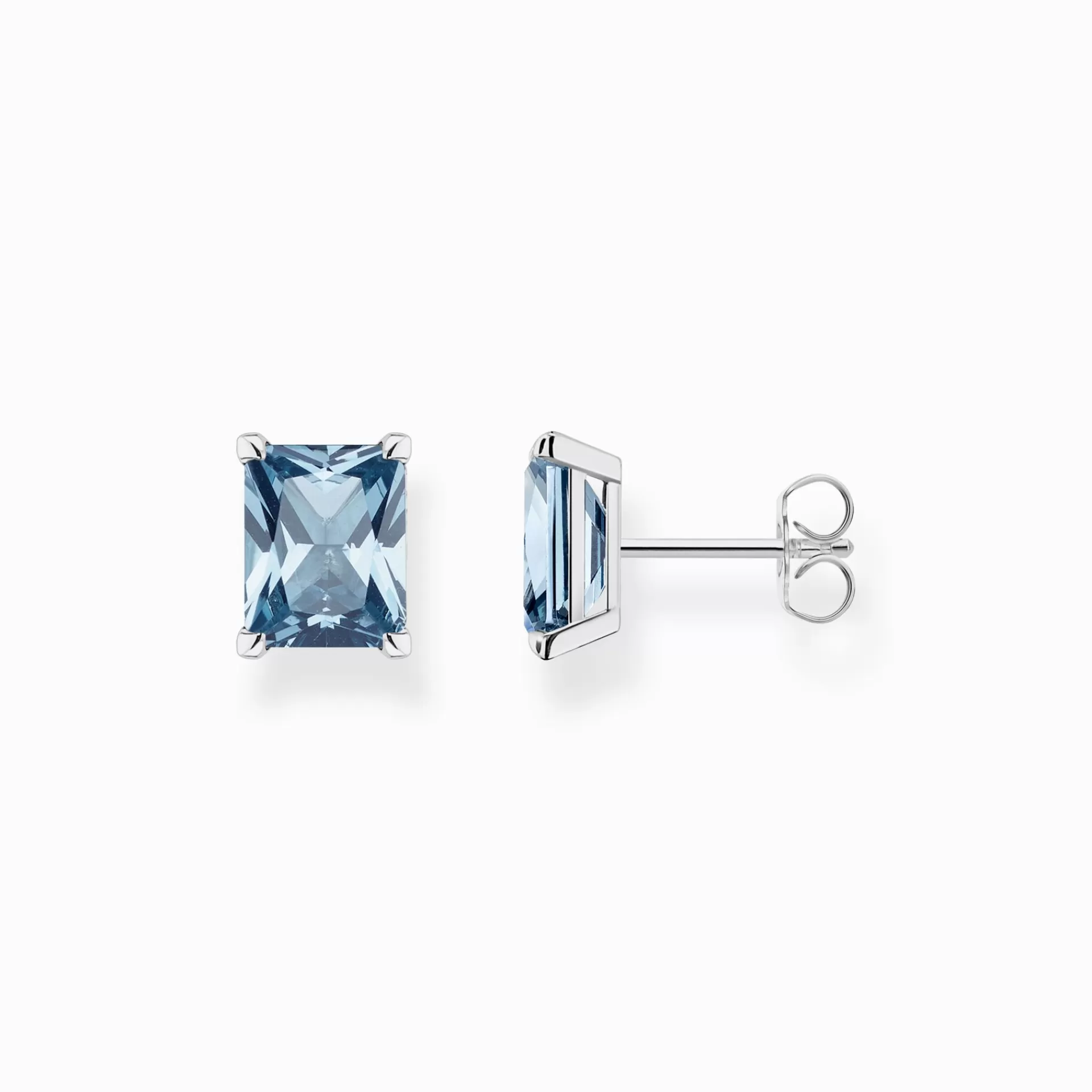 THOMAS SABO Stiftörhängen | Återvunnet 925 silver<STIFT&OUML;RH&AUML;NGEN MED AKVAMARINBL&ARING; STEN SILVER silverfargad, ljusblå
