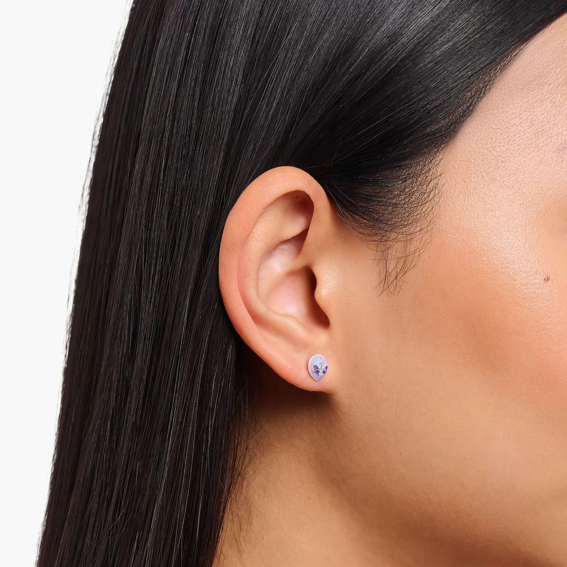 THOMAS SABO Glow in the Dark | Upp till SEK 1.100<STIFT&OUML;RH&AUML;NGEN MED ALIENHUVUD KALLEMALJ OCH LILA STENAR SILVER silverfargad, violett