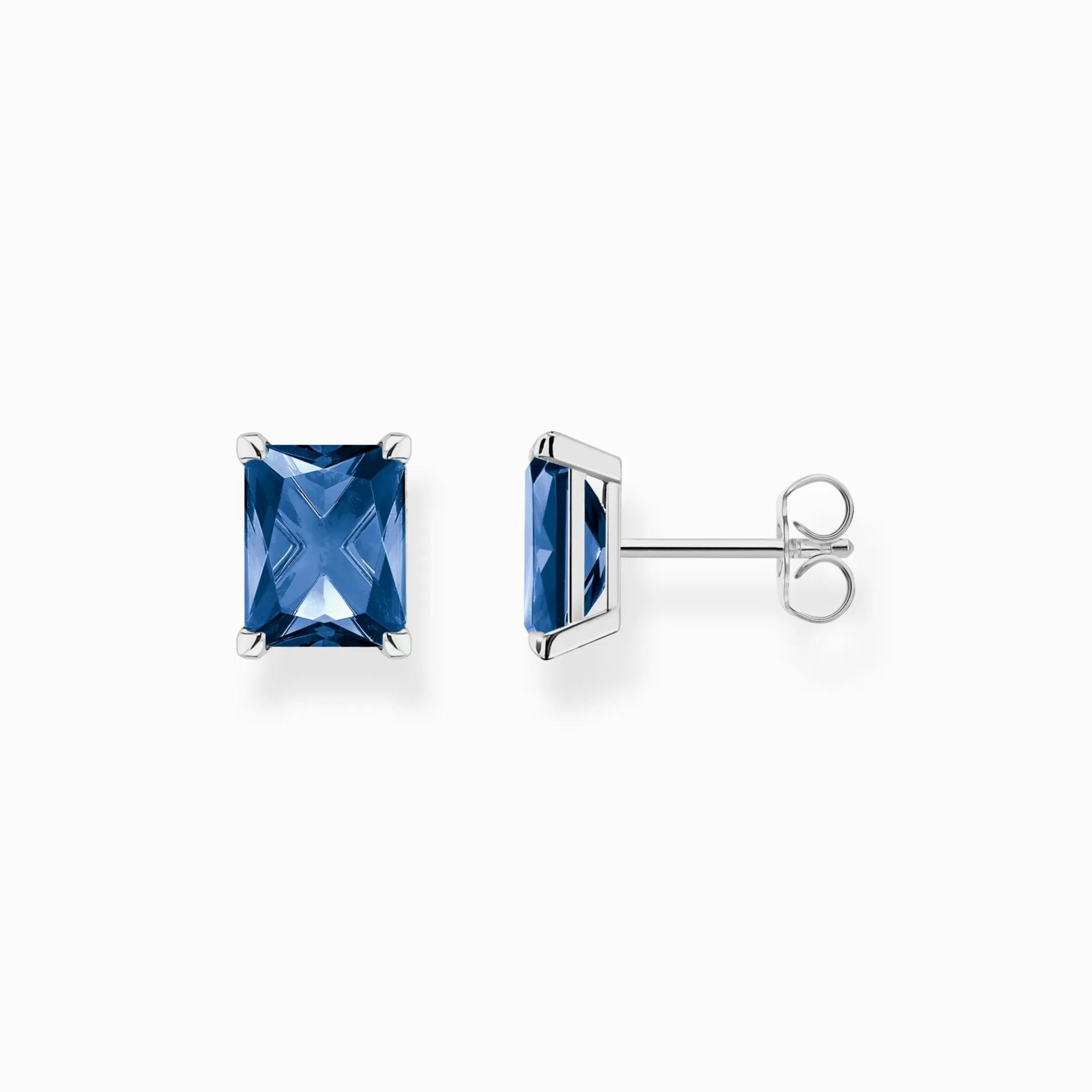THOMAS SABO Stiftörhängen | Återvunnet 925 silver<STIFT&OUML;RH&AUML;NGEN MED BL&ARING; STEN SILVER silverfargad, mörkblå