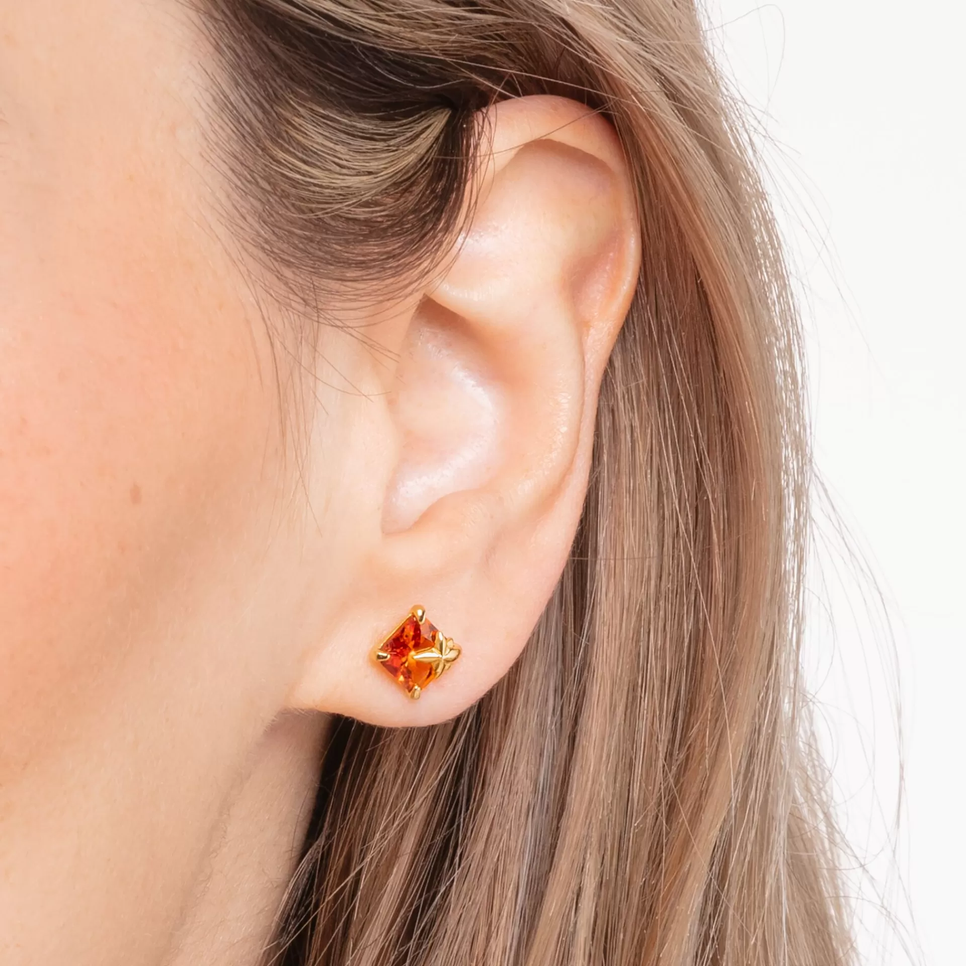THOMAS SABO Stiftörhängen | 18K plätering<STIFT&OUML;RH&AUML;NGEN MED ORANGE STEN OCH STJ&AUML;RNA GULDPL&AUML;TERAD gult guldfargad, orange