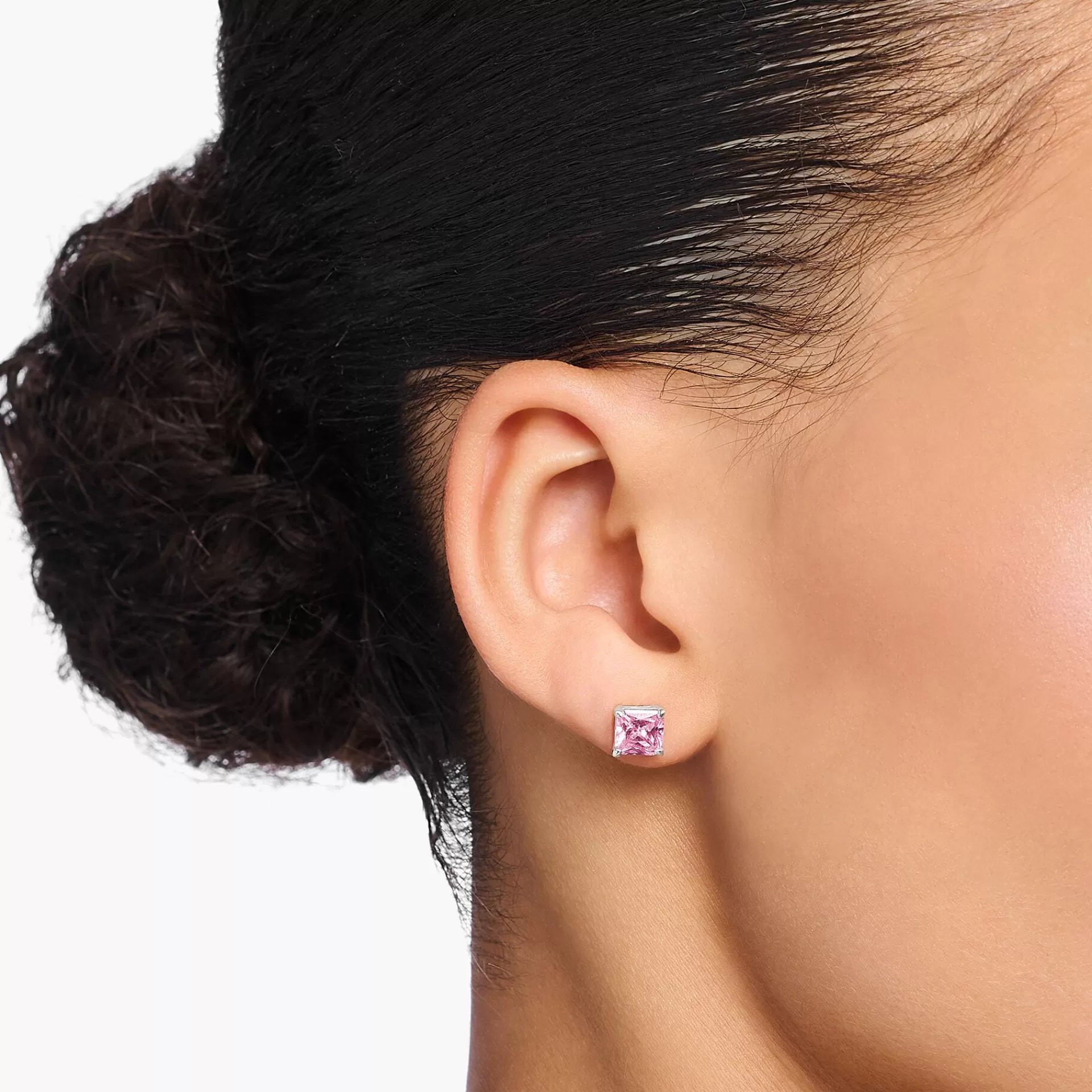 THOMAS SABO Stiftörhängen | Återvunnet 925 silver<STIFT&OUML;RH&AUML;NGEN MED ROSA STEN SILVER silverfargad, rosa