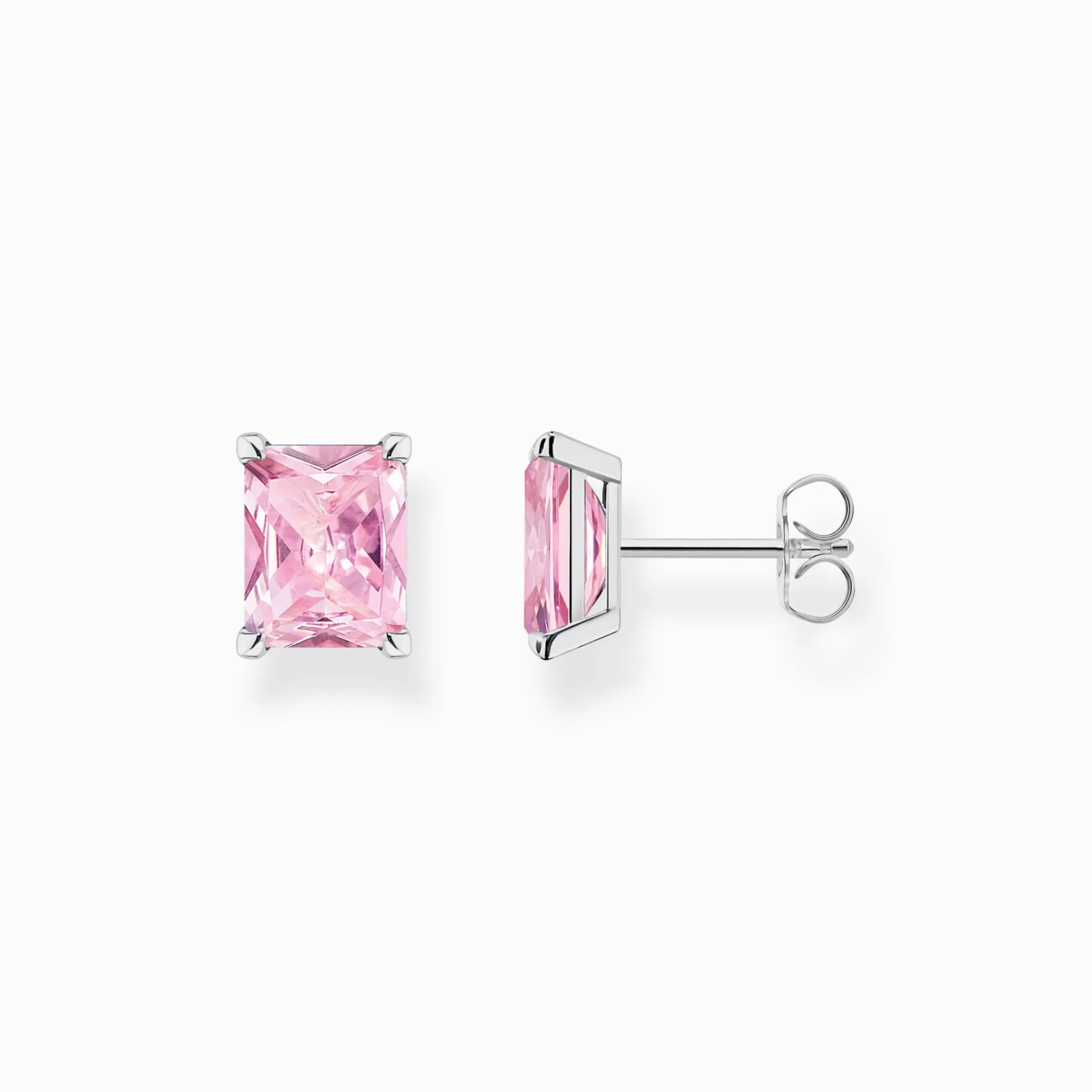 THOMAS SABO Stiftörhängen | Återvunnet 925 silver<STIFT&OUML;RH&AUML;NGEN MED ROSA STEN SILVER silverfargad, rosa