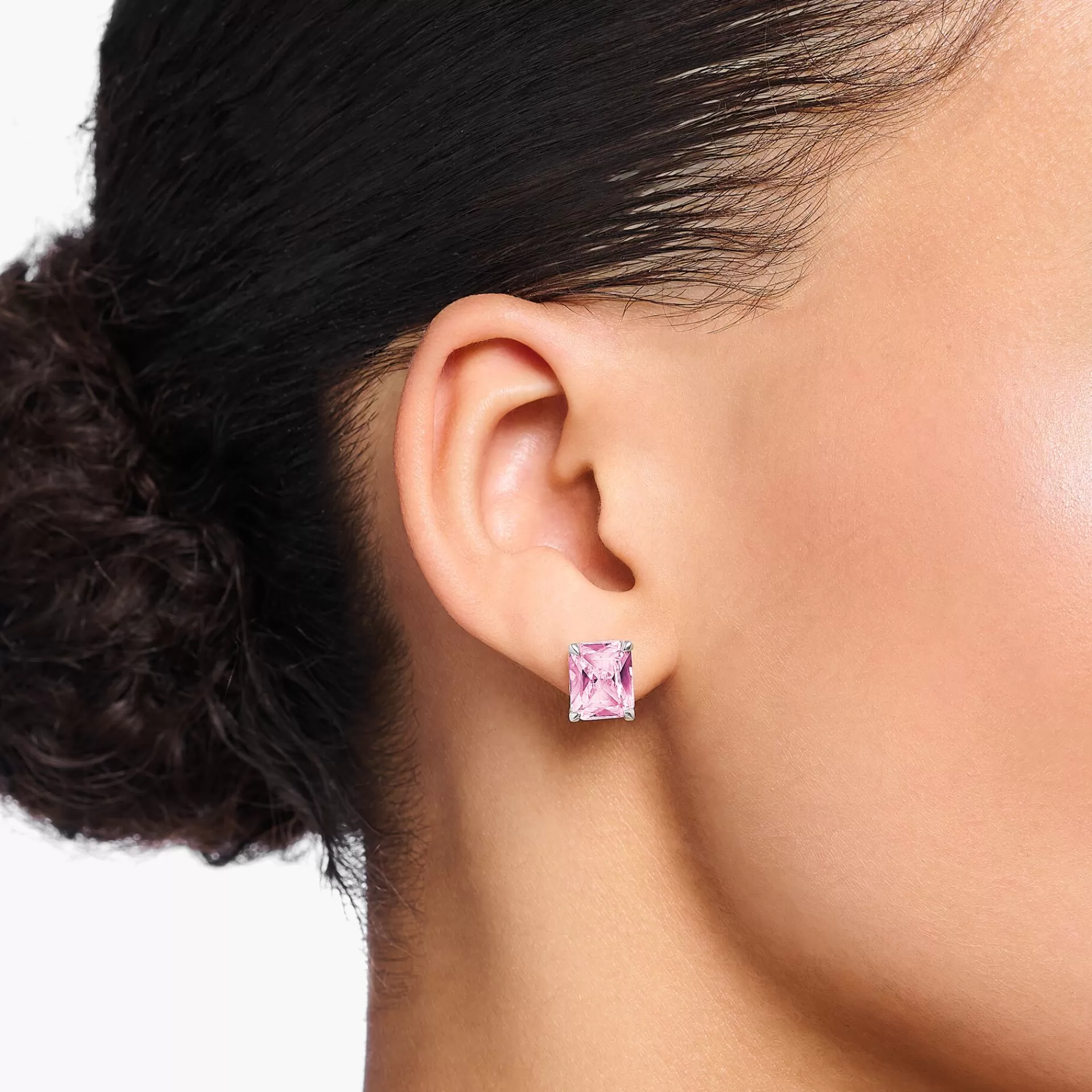 THOMAS SABO Stiftörhängen | Återvunnet 925 silver<STIFT&OUML;RH&AUML;NGEN MED ROSA STEN SILVER silverfargad, rosa