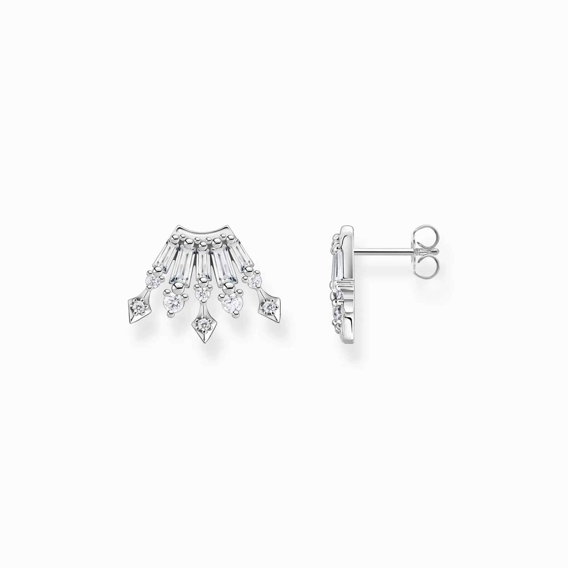 THOMAS SABO Stiftörhängen | Återvunnet 925 silver<STIFT&OUML;RH&AUML;NGEN MED VINTERSOLSTR&ARING;LAR SILVER silverfargad, vit