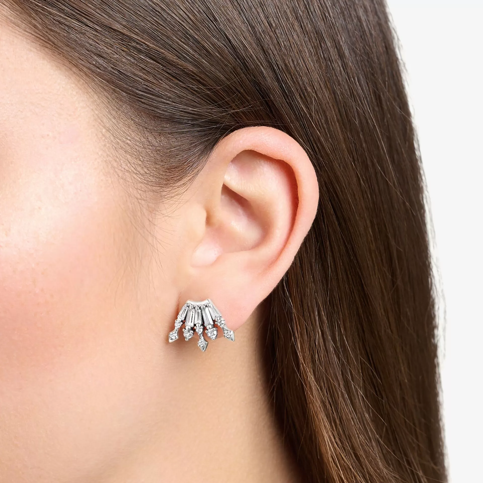 THOMAS SABO Stiftörhängen | Återvunnet 925 silver<STIFT&OUML;RH&AUML;NGEN MED VINTERSOLSTR&ARING;LAR SILVER silverfargad, vit