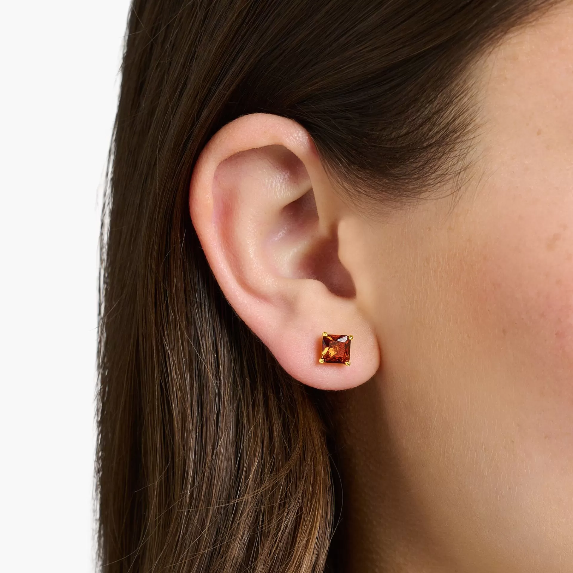 THOMAS SABO Stiftörhängen<STIFT&OUML;RH&AUML;NGEN MED VITA STEN GULDPL&AUML;TERAD gult guldfargad, orange