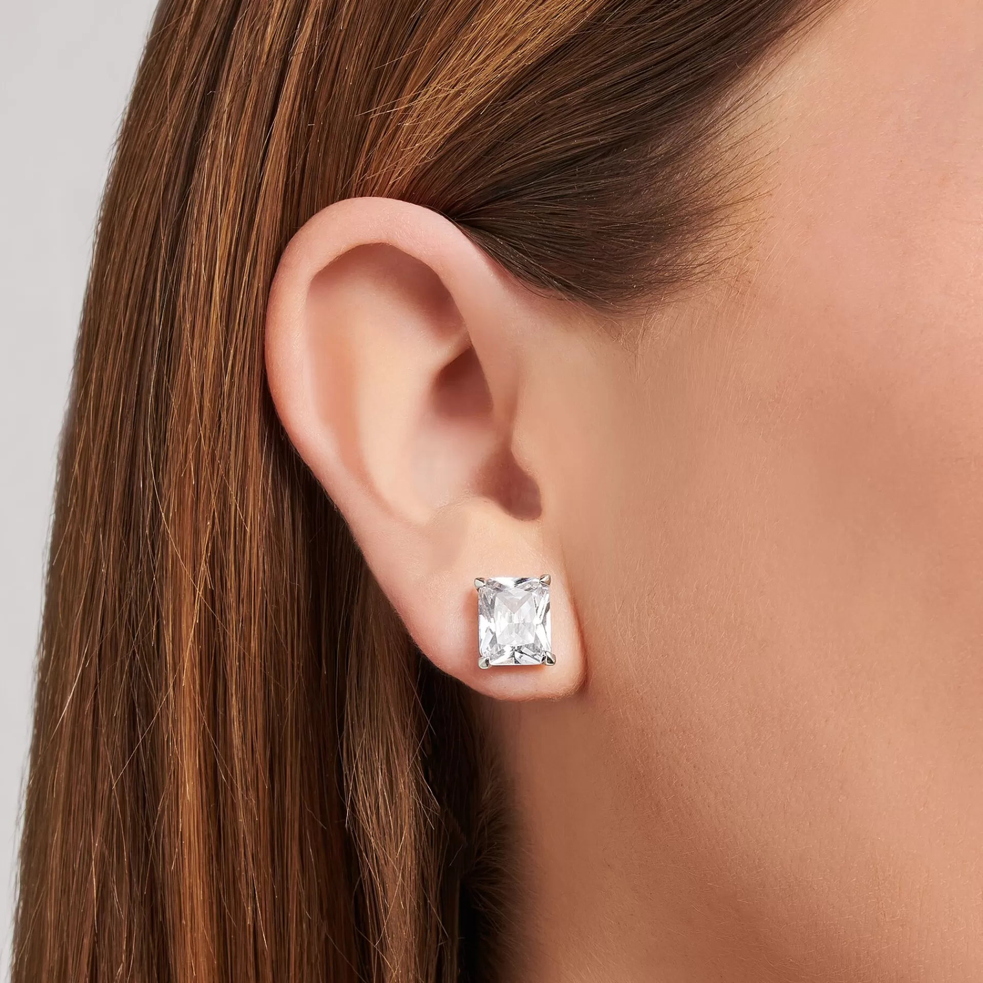 THOMAS SABO Stiftörhängen | Återvunnet 925 silver<STIFT&OUML;RH&AUML;NGEN MED VITA STEN SILVER silverfargad, vit