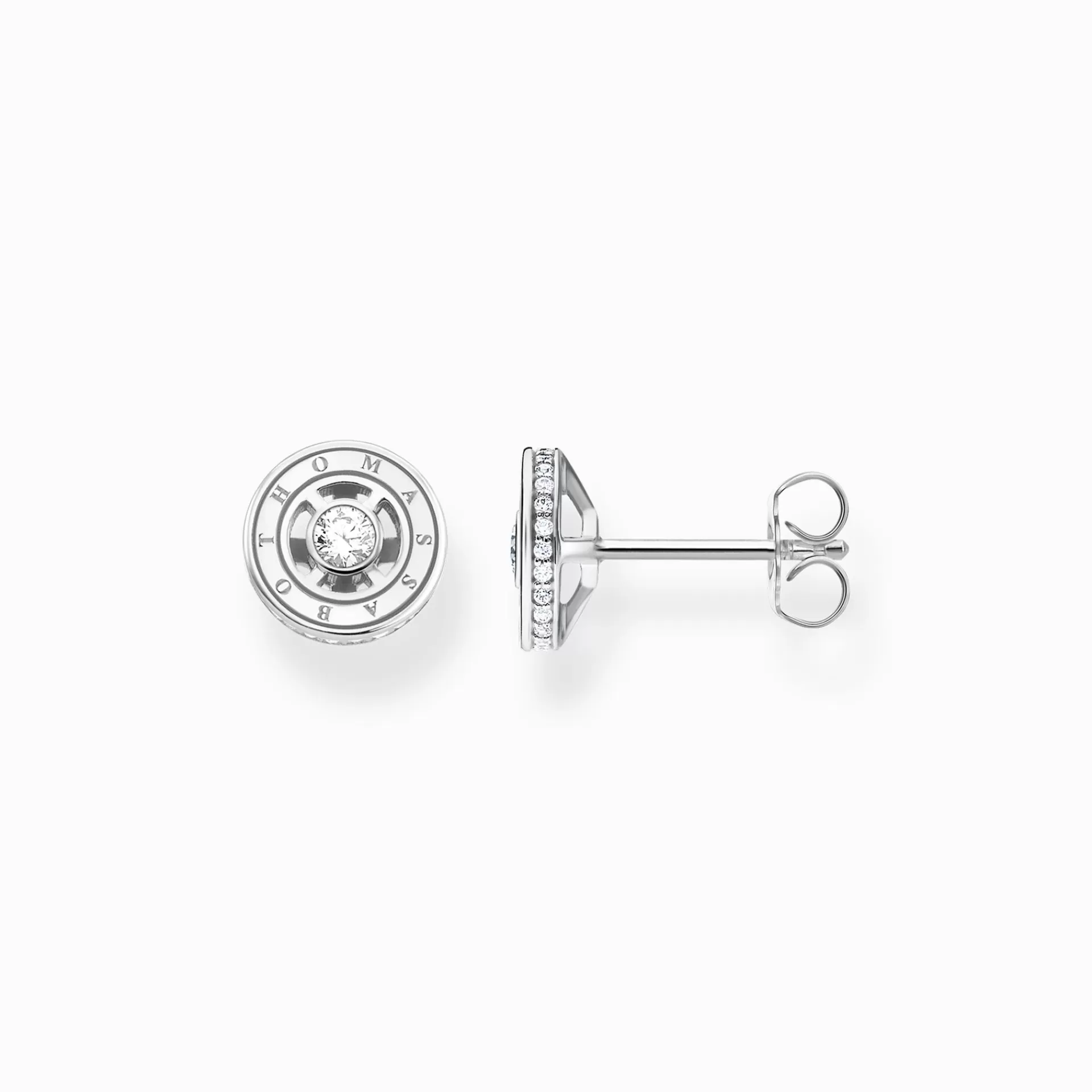 THOMAS SABO Stiftörhängen | Återvunnet 925 silver<STIFT&OUML;RH&AUML;NGEN MED VITA STENAR SILVER silverfargad, vit