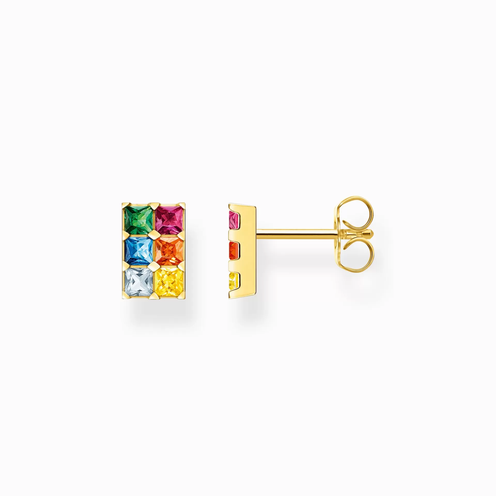 THOMAS SABO Stiftörhängen | Gåvor till henne<STIFT&OUML;RH&AUML;NGEN STENAR I F&AUML;RG GULD gult guldfargad, guld, orange, grön, blå, ljusblå, röd