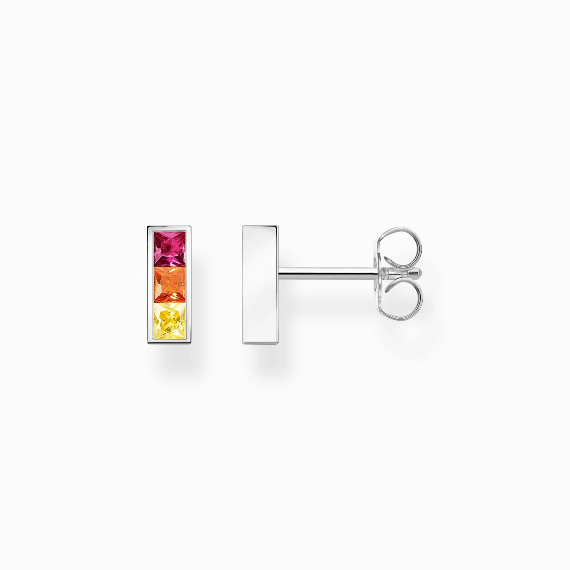 THOMAS SABO Stiftörhängen | Återvunnet 925 silver<STIFT&OUML;RH&AUML;NGEN STENAR I F&AUML;RG SILVER silverfargad, guld, orange, grön, blå, ljusblå, röd