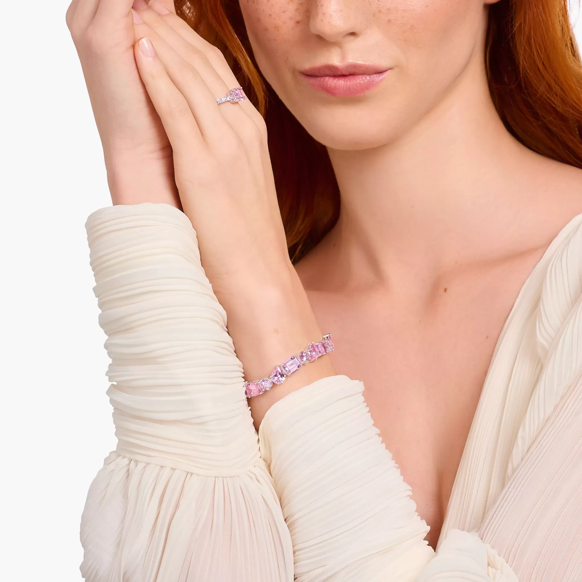 THOMAS SABO Armband | Återvunnet 925 silver<TENNISARMBAND MED 20 F&AUML;RGADE STENAR - SILVER silverfargad, rosa, vit