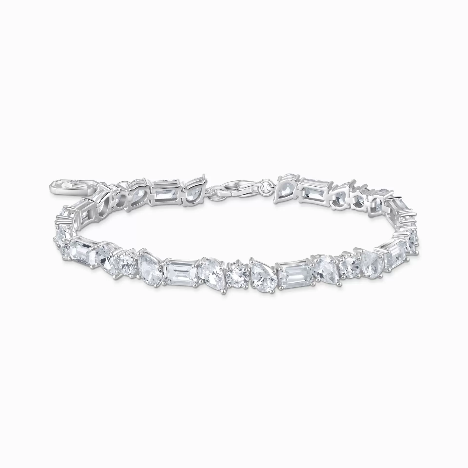 THOMAS SABO Armband | Återvunnet 925 silver<TENNISARMBAND MED 31 VITA STENAR - SILVER silverfargad, vit