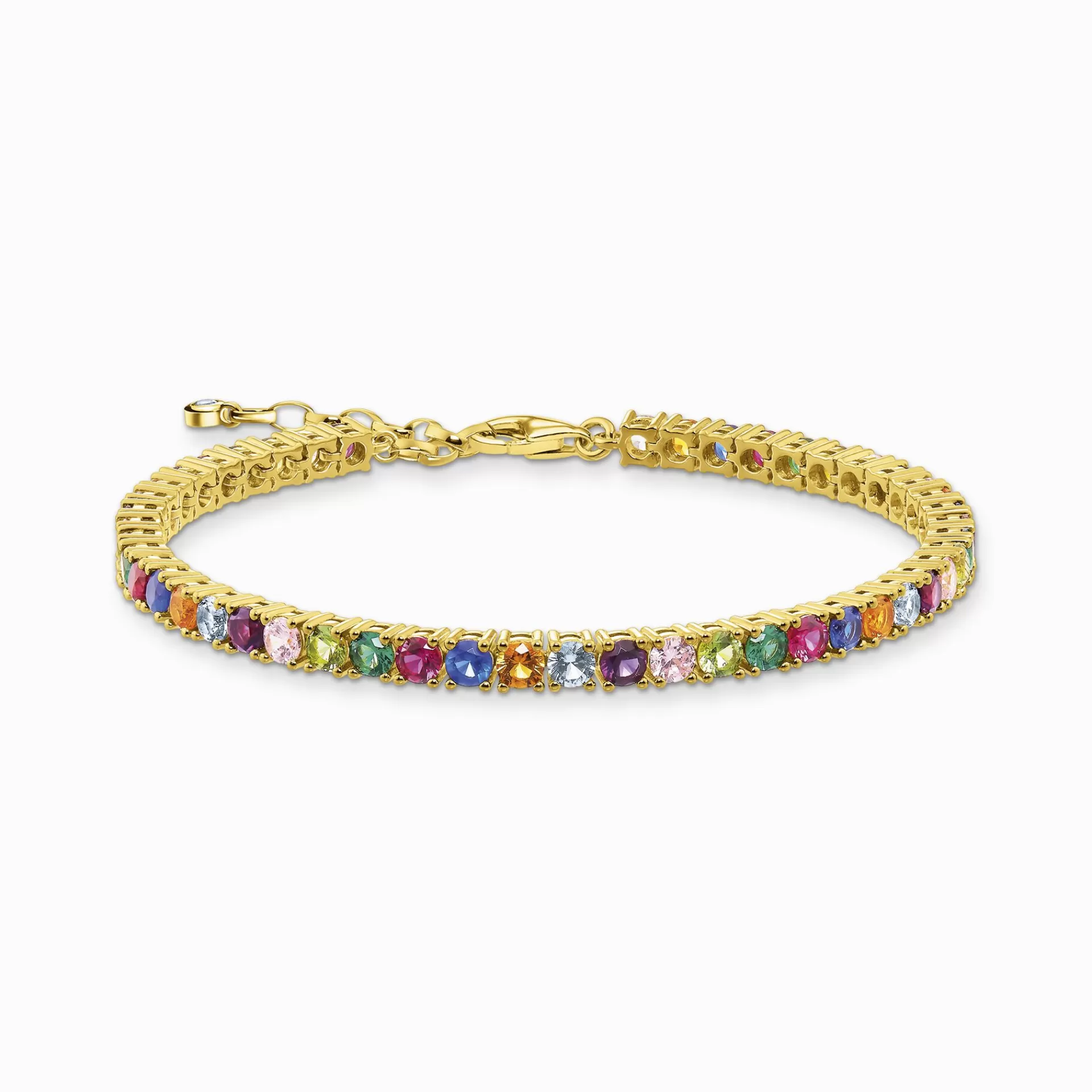 THOMAS SABO Armband | Upp till SEK 5.000<TENNISARMBAND MED F&AUML;RGGLAD STENAR GULDPL&AUML;TERAD gult guldfargad, röd, blå, grön, rosa, orange, ljusgrön, vit, violett