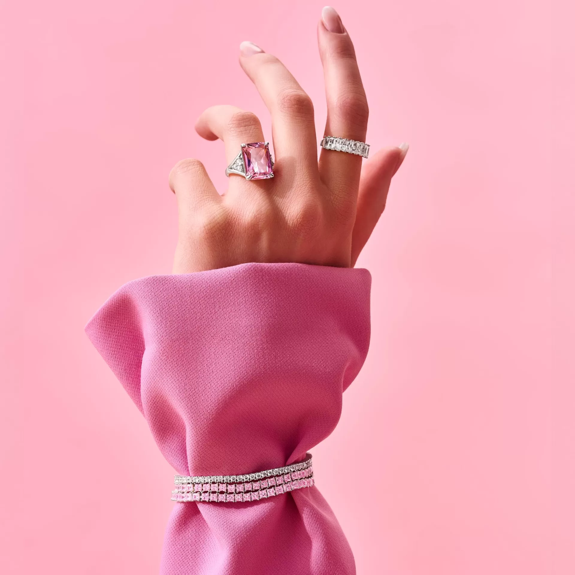 THOMAS SABO Armband | Återvunnet 925 silver<TENNISARMBAND MED ROSA STENAR SILVER silverfargad, rosa